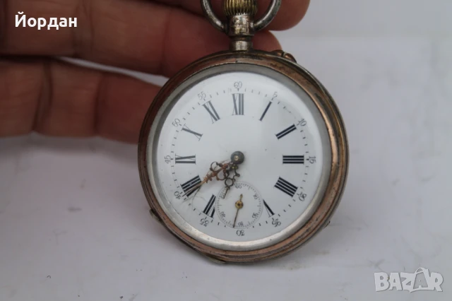 Швейцарски джобен сребърен часовник , снимка 2 - Джобни - 50462136
