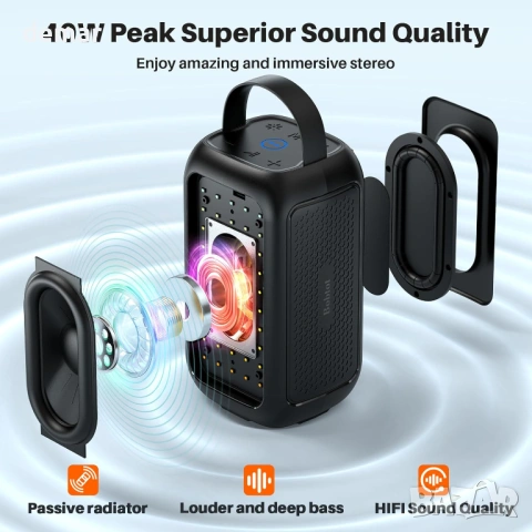 Преносим Bluetooth високоговорител Bobtot, безжичен, дълбок бас, RGB (с 1 микрофон), снимка 2 - Bluetooth тонколони - 53778662