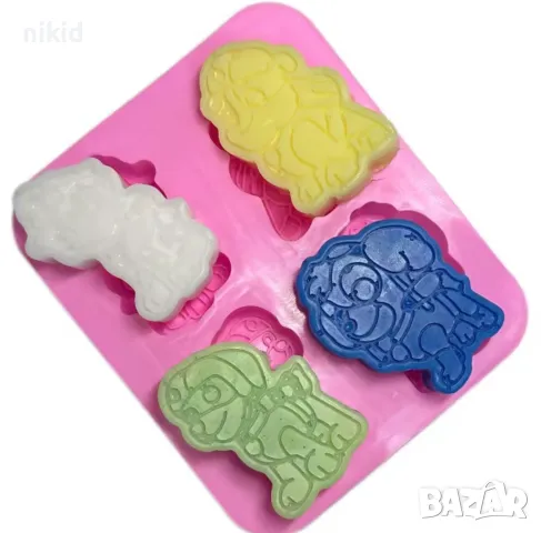 4 Пес Патрул кучета Paw pes patrul дълбок силиконов молд форма фондан гипс шоколад декор сапун, снимка 5 - Форми - 46388337