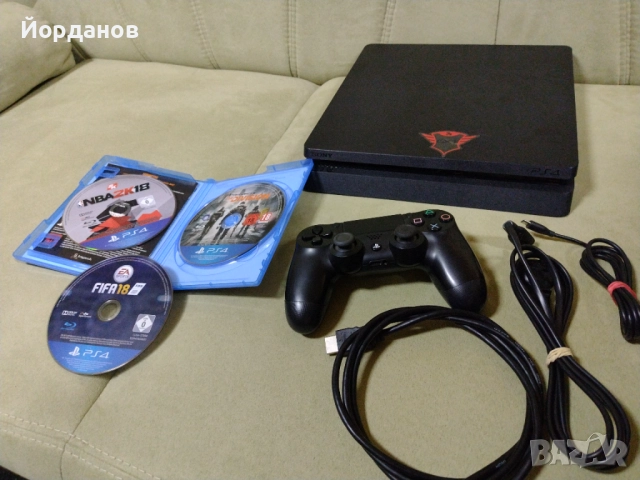 Playstation 4 SuperSlim 500gb. пълен комплект + игри, снимка 5 - PlayStation конзоли - 52892473