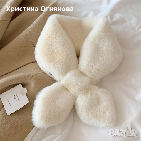 Пухкав дамски шал, имитиращ заешка кожа, снимка 2 - Шалове - 52661155