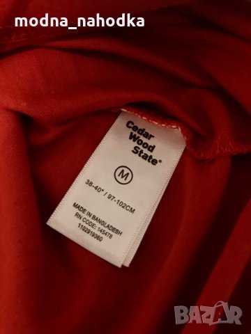Керемиденочервена мъжка тениска Cedar Wood State, снимка 5 - Тениски - 35901782