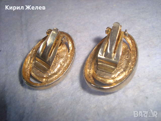 ПОЗЛАТЕНИ ВИНТИДЖ АРТ ДЕКО РЕТРО КЛИПС ОБЕЦИ 49401, снимка 4 - Антикварни и старинни предмети - 36353749