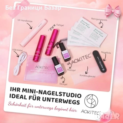 Нов UV LED лампа с гел лакове Aokitec комплект за маникюр нокти жени, снимка 2 - Продукти за маникюр - 51127336