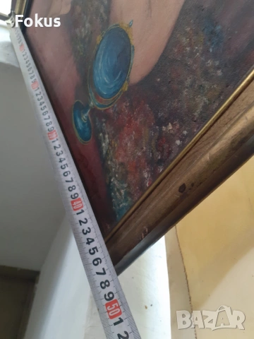 Стара авторска картина масло подпис и рамка, снимка 7 - Антикварни и старинни предмети - 53329574