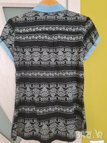 Лятна дамска риза черно и синьо, снимка 4 - Блузи с дълъг ръкав и пуловери - 41712743