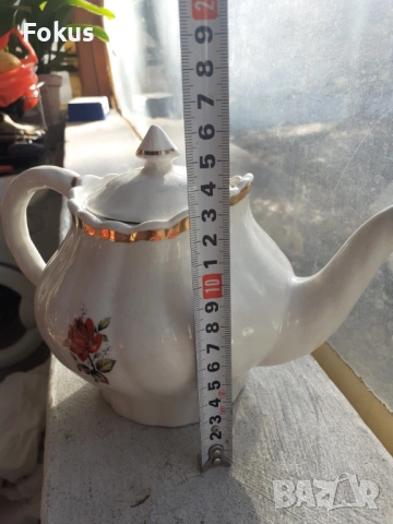 Английски порцелан чайник позлата роза маркировка, снимка 6 - Антикварни и старинни предмети - 53353911