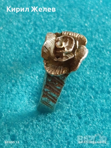 Винтидж сребърен пръстен флорален мотив стил и елегантност великолепна изработка 27514, снимка 5 - Пръстени - 53762555