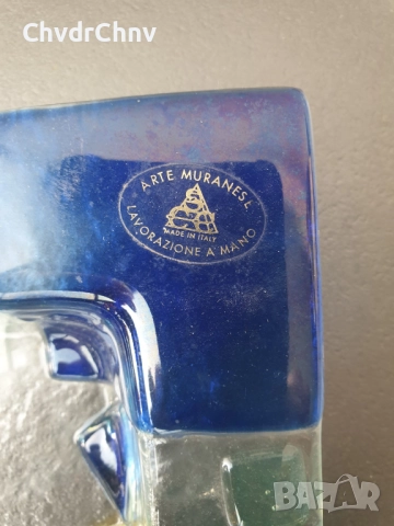 2бр Murano пепелници 17см-20см/стар италиански стъклен пепелник/квадратна чиния от Мурано стъкло, снимка 7 - Декорация за дома - 48069584
