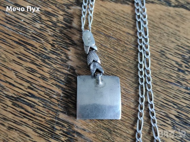 Сребърен синджир с висулка, с кралски седеф (117), снимка 7 - Колиета, медальони, синджири - 39462762