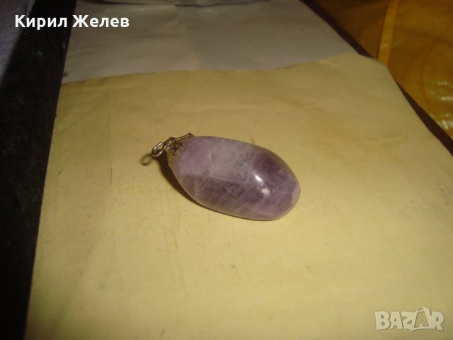 СТАР АРТ ДЕКО СКЪПОЦЕНЕН МЕДАЛЬОН от ШЛИФОВАН НАТУРАЛЕН АМЕТИСТ 71651, снимка 3 - Колиета, медальони, синджири - 35996810