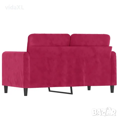 vidaXL 2-местен диван, виненочервен, 120 см, кадифе, снимка 5 - Дивани и мека мебел - 56148419