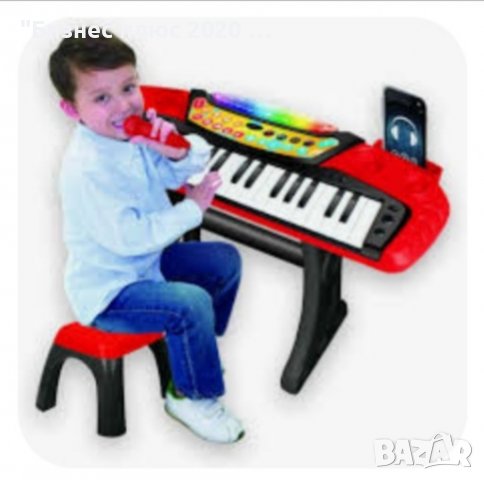 Детско йоника/пиано с микрофон и столче, снимка 6 - Музикални играчки - 39049474