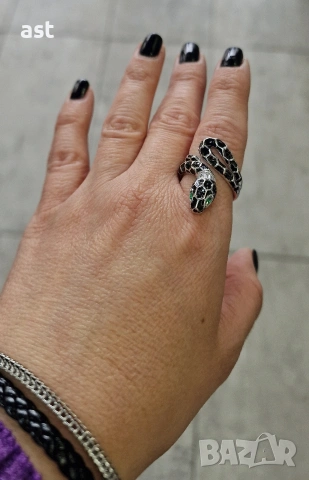 Сребърен пръснен змия, снимка 8 - Пръстени - 53616044