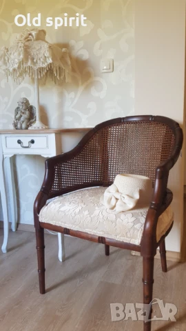 Кресло с ратан и рамка от масив наподобяващ бамбук (fake bamboo), снимка 7 - Антикварни и старинни предмети - 51075996