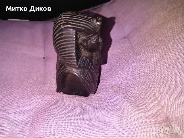 Тутанкамон бюст маска абанос подписана хенд мейд тегло 300грама Н-100м 65х50мм, снимка 3 - Декорация за дома - 39758404