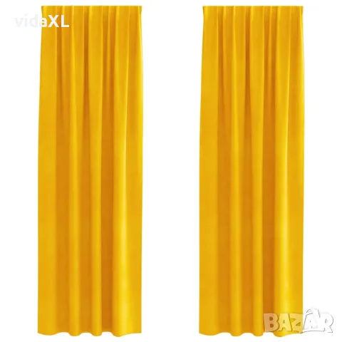 vidaXL Пердета 2 бр. Горчично жълто 140 x 245 cm Кадифе（SKU: 4107276）
