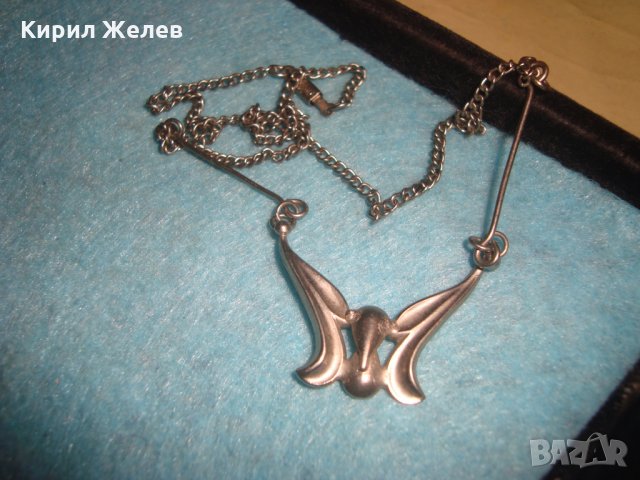 СТАРО ВИНТИДЖ СРЕБРИСТО АРТ-НУВО СТИЛ КОЛИЕ МЕДАЛЬОН ПЕПЕРУДА 26830