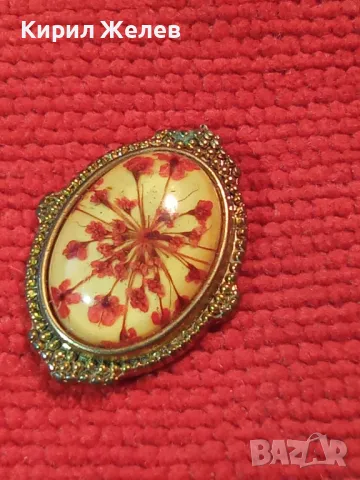 СТАРО БРОНЗОВО ФЛОРАЛНО БИЖУ АПЛИКАЦИЯ БЕЛ ЕПОК СТИЛ с ЕМАЙЛ-ЛАК 14349, снимка 6 - Антикварни и старинни предмети - 35596756