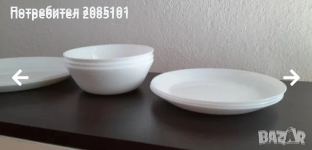 Бели чинии и купички комплект, снимка 2 - Чинии - 53798770