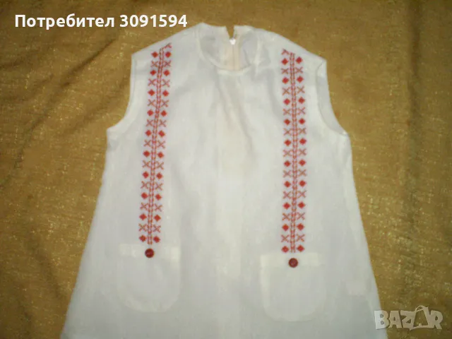 Ретро ръчно бродирано детска рокля червена бродерия, снимка 4 - Други ценни предмети - 50415012