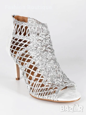 Сребристи сандали на ток, снимка 8 - Сандали - 51245863