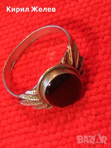 СКЪПОЦЕНЕН АНГЛИЙСКИ РЕТРО АР НУВО СРЕБЪРЕН ПРЪСТЕН СРЕБРО 925 с ЮВЕЛИРНО ШЛИФОВАН ЧЕРЕН ОНИКС 29068, снимка 4 - Пръстени - 40762761