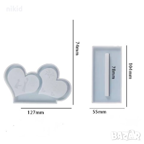 рамка на основа за Двойни сърца лица абстрактни снимка силиконов молд форма фондан гипс смола рамка, снимка 8 - Форми - 40388735