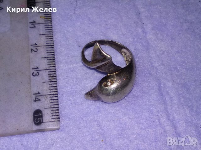 РЪЧНА АВТОРСКА ХУДОЖЕСТВЕНА БИЖУТЕРСКА МАЙСТОРСКА ИЗРАБОТКА МАРКОВО СРЕБРО 925 ПРЪСТЕН ДЕЛФИН 40636, снимка 3 - Пръстени - 42600263