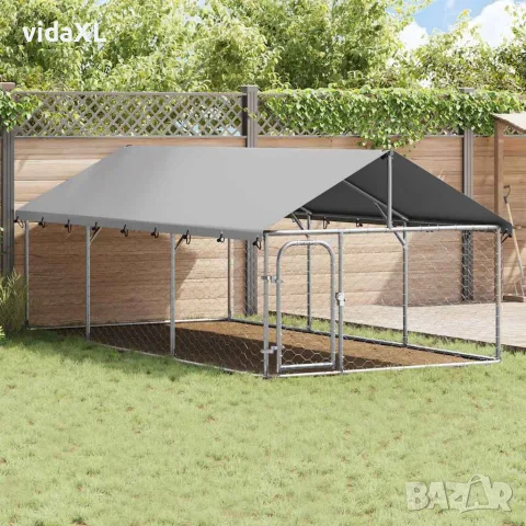 vidaXL Дворна клетка за кучета с покрив, 400x200x150 см, снимка 3 - За кучета - 56146198
