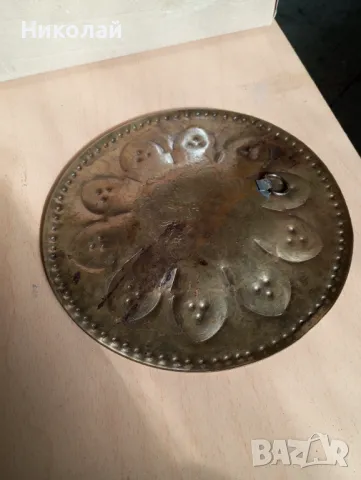 Старинна ръчно кована медна чиния , снимка 6 - Антикварни и старинни предмети - 48849278