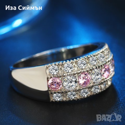 Сребърен пръстен с цирконии и кристали, снимка 2 - Пръстени - 34254097