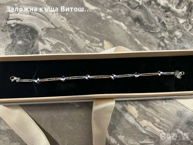 Златна гривна 14к 11.99 грама със черни камъни , снимка 7 - Гривни - 50301711