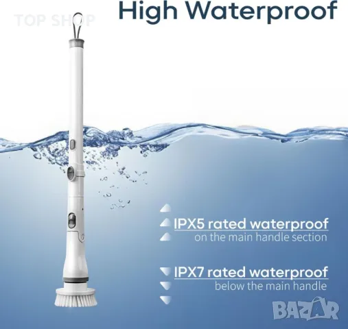 Diivoo Електрическа безжична почистваща четка за домашна употреба, 6 сменяеми глави, 2 скорости, снимка 3 - Мопове, кофи, четки и метли - 49627305