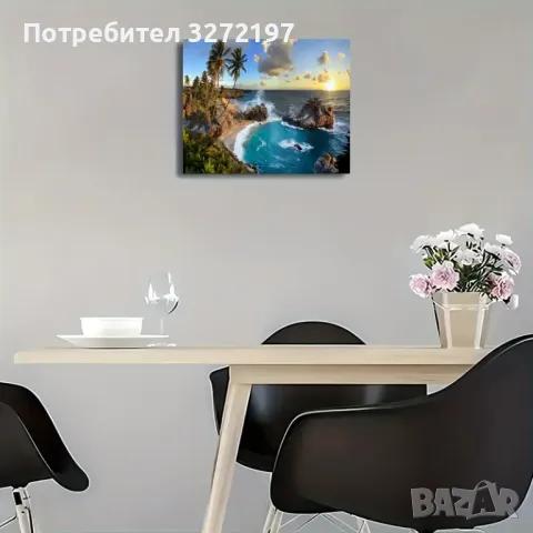 Картина на платно с дървена рамка Плажна Сцена-,30x40 см., снимка 6 - Картини - 48464014