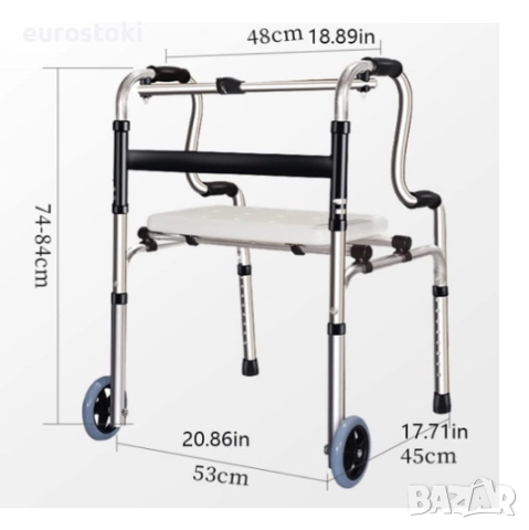 Проходилка с колела HEYOUTH, проходилка за възрастни хора, сгъваем ролатор с 2 колела и седалка, снимка 4 - Други - 52632834