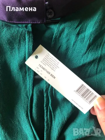 Риза дълъг ръкав ХЛ зелено и лилаво Бенетон , снимка 4 - Ризи - 47869956