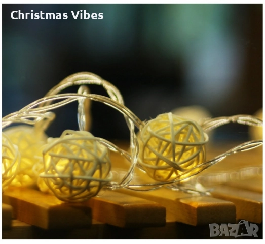 Коледни лампички декорация – крушки с батерии 10 броя "1 цвят, като на снимките", снимка 8 - Лед осветление - 52092650