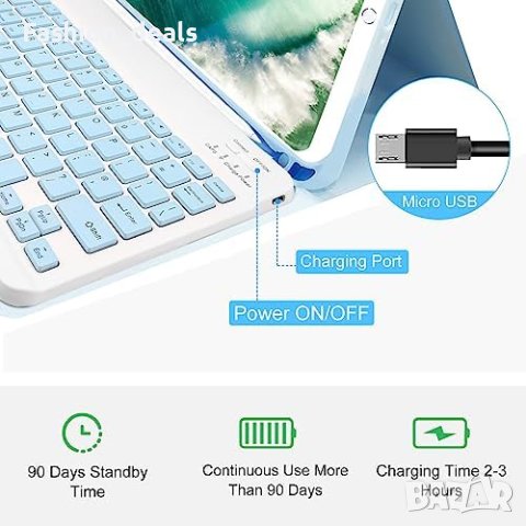 Нов Калъф с безжична Bluetooth клавиатура за iPad 9,7 инча, снимка 3 - Аксесоари за Apple - 41548537