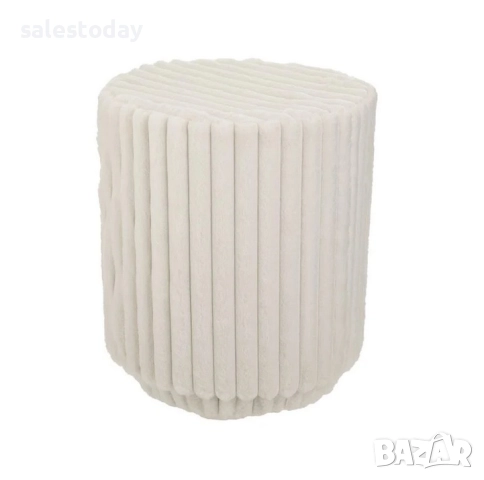 Табуретка пуф, бяла, 43см, снимка 3 - Дивани и мека мебел - 52659512