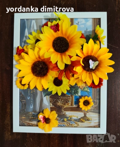 Специално за осми март. Рамка с изкуствени цветя. , снимка 4 - Картини - 49504988