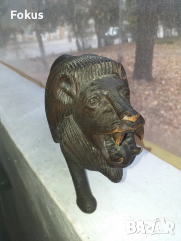 Страхотен и невероятен лъв от дърво абанос статуетка фигура