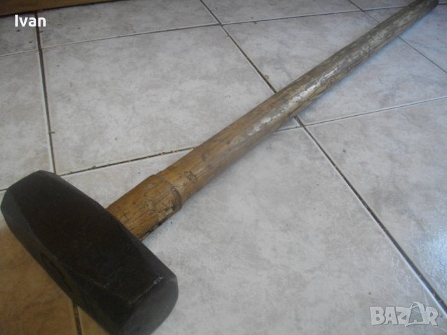 Масивен Чук-Старо Качество-Глава 4,0 кг/5,2 кг-Дървена Дръжка 89см-Немски-Кован-С Метални Клинове, снимка 4 - Други инструменти - 41957642