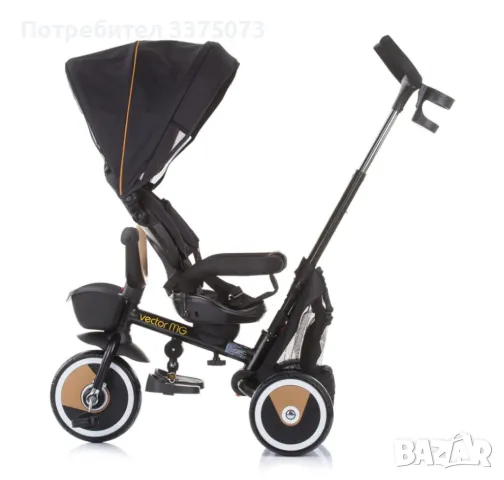 CHIPOLINO Триколка със сенник ВЕКТОР MG 360° ЧЕРЕН, снимка 6 - Детски велосипеди, триколки и коли - 50330767