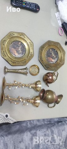 Месингови орнаменти, чайник, свещник