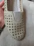 Обувки с перфорация от естествена кожа в цвят камък, снимка 3