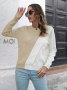 Дамски контрастен пуловер с кръгло деколте и дълъг ръкав, 3цвята - 023, снимка 9