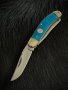 Blue Smooth Bone Sowbelly Trap. Компактен сгъваем джобен ловен нож с две полирани остриета. (RR1951)