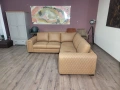 Светло кафяв кожен ъглов диван, снимка 9