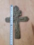 Стар голям възрожденски бронзов кръст разпятие религия, снимка 6